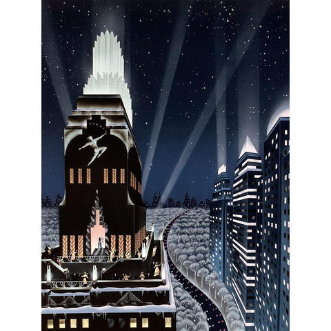 Rooftop Serenade Black Modern Wood Framed Art Print by Hoppe, Robert