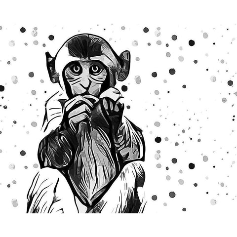 Motley Crew in B+W V White Modern Wood Framed Art Print by Aldridge, Ashley