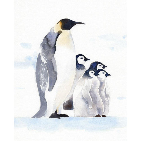 Emperor Penguins I White Modern Wood Framed Art Print by Green, Jacob