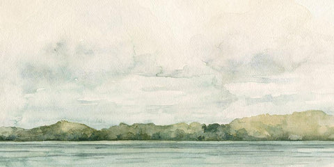 Riverside Views I White Modern Wood Framed Art Print with Double Matting by Caroline, Emma