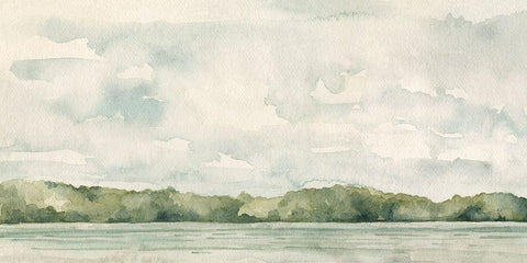 Riverside Views II White Modern Wood Framed Art Print with Double Matting by Caroline, Emma