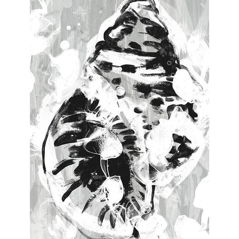 Ocean Inkblot IV White Modern Wood Framed Art Print by Vess, June Erica