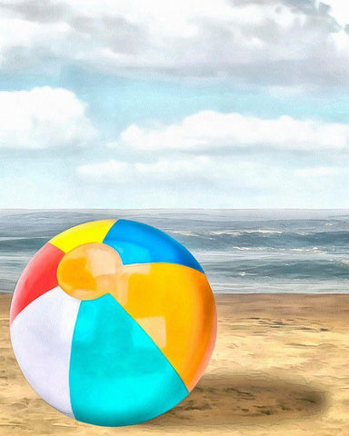 Beach Ball I Black Ornate Wood Framed Art Print with Double Matting by Saunders, Alonzo