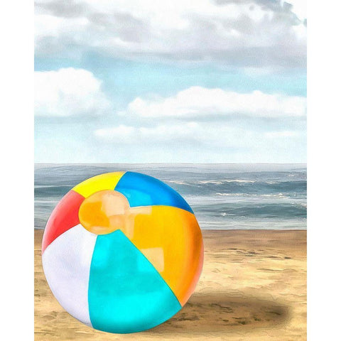 Beach Ball I White Modern Wood Framed Art Print by Saunders, Alonzo