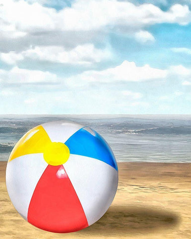 Beach Ball II White Modern Wood Framed Art Print with Double Matting by Saunders, Alonzo