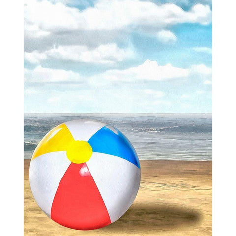 Beach Ball II Black Modern Wood Framed Art Print by Saunders, Alonzo