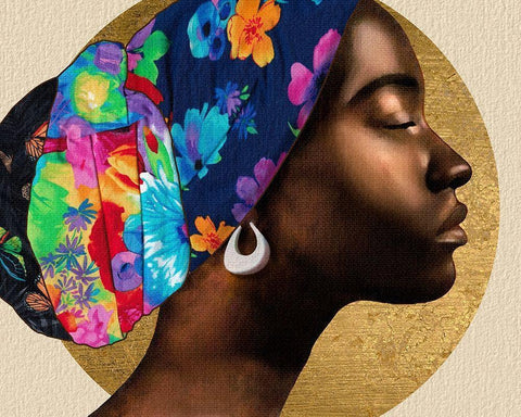 Golden Lady I White Modern Wood Framed Art Print with Double Matting by Saunders, Alonzo