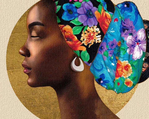 Golden Lady II Black Ornate Wood Framed Art Print with Double Matting by Saunders, Alonzo