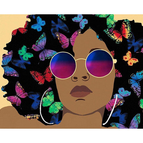 Butterfly Diva I Gold Ornate Wood Framed Art Print with Double Matting by Saunders, Alonzo