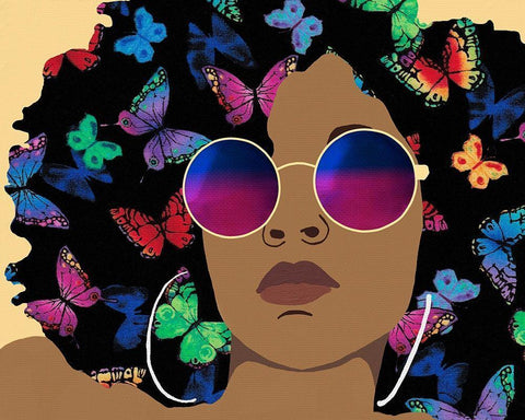 Butterfly Diva I White Modern Wood Framed Art Print with Double Matting by Saunders, Alonzo