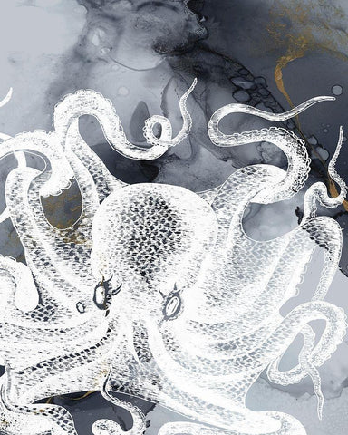 Octopus Ink II Black Ornate Wood Framed Art Print with Double Matting by Zalewski, Christine