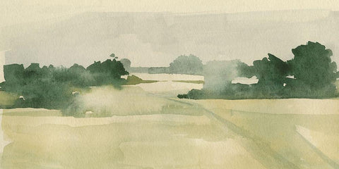 Watercolor Pasture I Black Ornate Wood Framed Art Print with Double Matting by Caroline, Emma