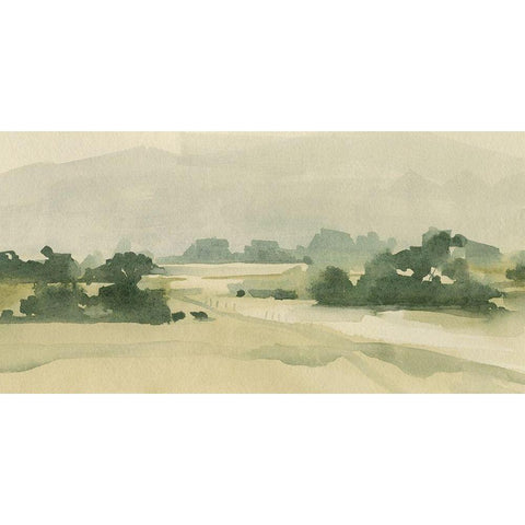 Watercolor Pasture II Black Modern Wood Framed Art Print by Caroline, Emma