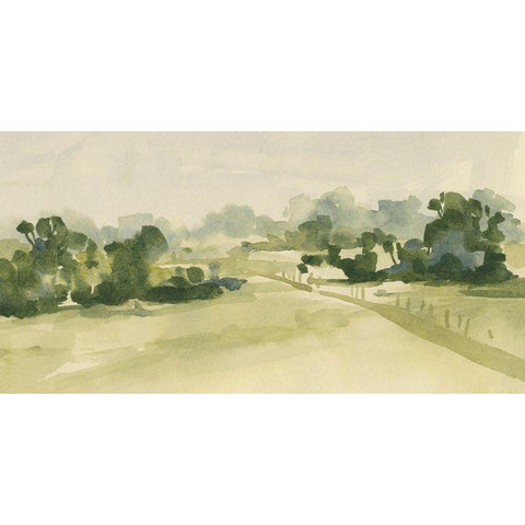 Verdant Pasture I Black Modern Wood Framed Art Print with Double Matting by Caroline, Emma