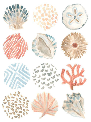 Ocean Patterns I Black Ornate Wood Framed Art Print with Double Matting by Vess, June Erica