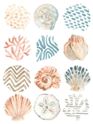 Ocean Patterns II White Modern Wood Framed Art Print with Double Matting by Vess, June Erica