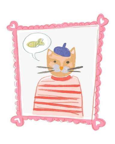 Cameo Characters I White Modern Wood Framed Art Print with Double Matting by Vess, June Erica