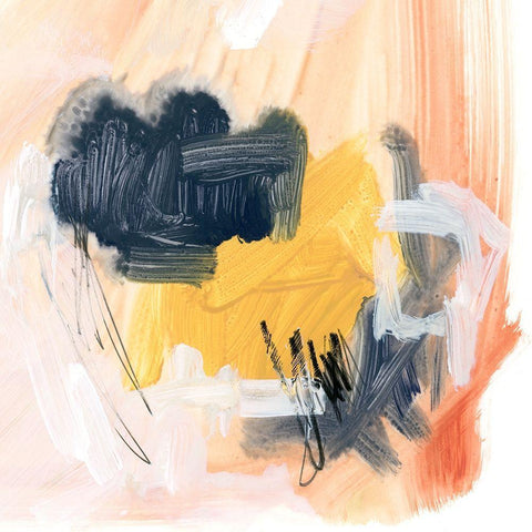 Yellow Ochre Splotch V Black Modern Wood Framed Art Print with Double Matting by Parker, Jennifer Paxton