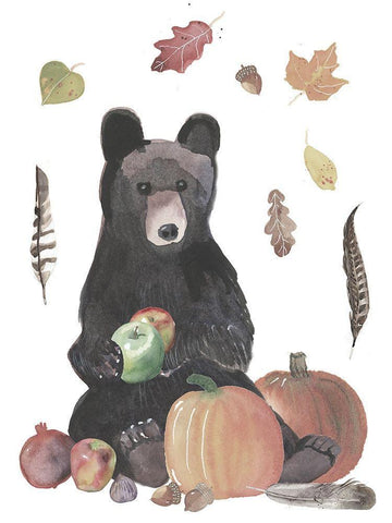 Cute Autumn Forest I White Modern Wood Framed Art Print with Double Matting by Longley, Alicia