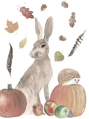 Cute Autumn Forest II White Modern Wood Framed Art Print with Double Matting by Longley, Alicia