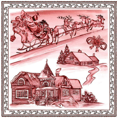 Christmas Wonderland Toile I Gold Ornate Wood Framed Art Print with Double Matting by Wang, Melissa
