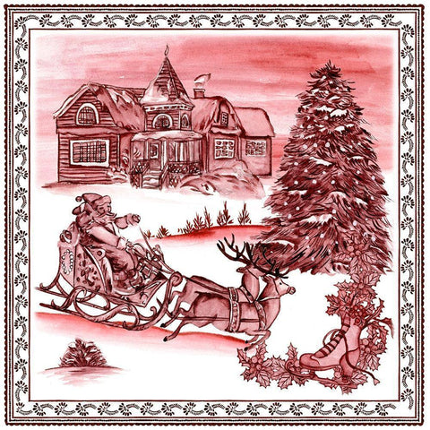 Christmas Wonderland Toile IV Black Modern Wood Framed Art Print with Double Matting by Wang, Melissa