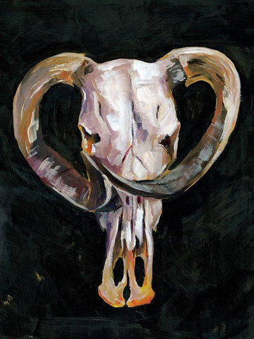 Horned Skull II White Modern Wood Framed Art Print with Double Matting by Parker, Jennifer Paxton