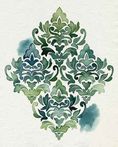 Algae and Azule Motif I Black Ornate Wood Framed Art Print with Double Matting by Popp, Grace