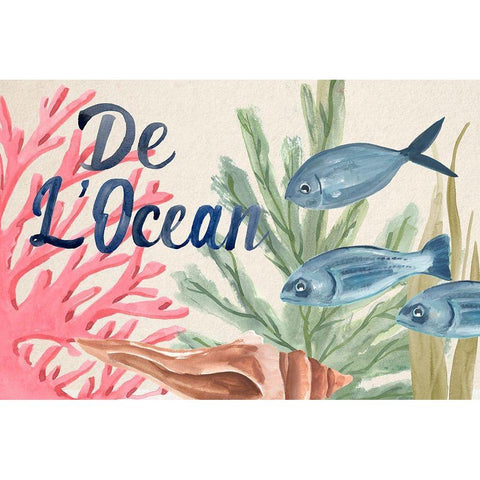 Pastel Mer IV Gold Ornate Wood Framed Art Print with Double Matting by Warren, Annie