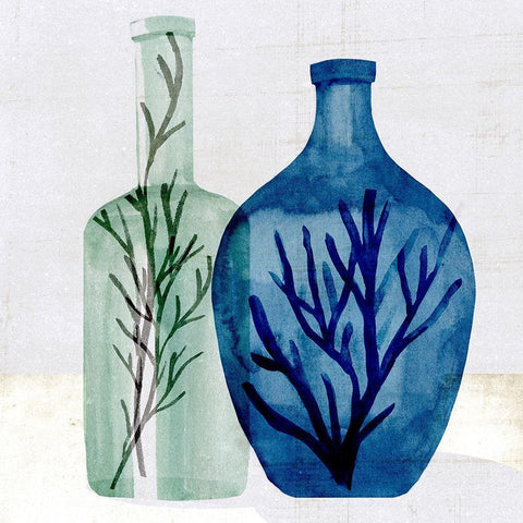 Sea Glass Vase I Black Modern Wood Framed Art Print by Warren, Annie
