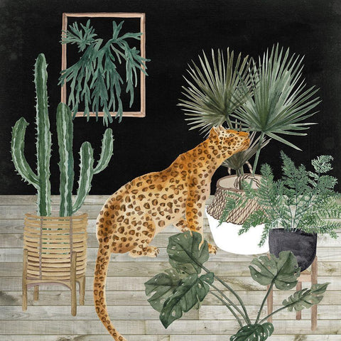 Jungle Home II White Modern Wood Framed Art Print with Double Matting by Wang, Melissa