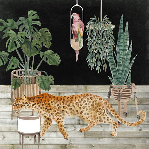 Jungle Home III Black Modern Wood Framed Art Print with Double Matting by Wang, Melissa