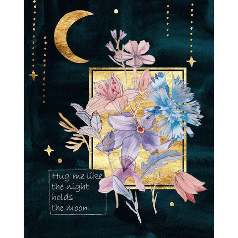 Moonlight Flowers III Gold Ornate Wood Framed Art Print with Double Matting by Wang, Melissa