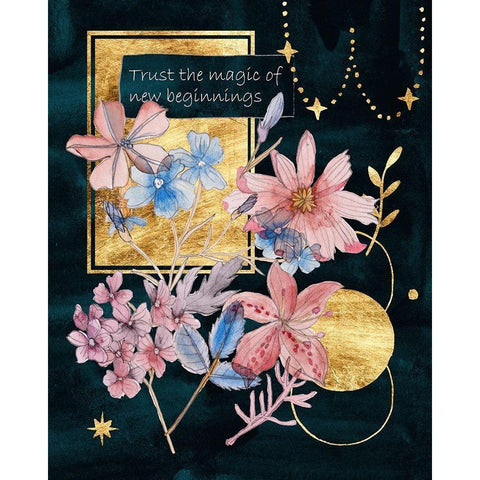 Moonlight Flowers IV Black Modern Wood Framed Art Print with Double Matting by Wang, Melissa