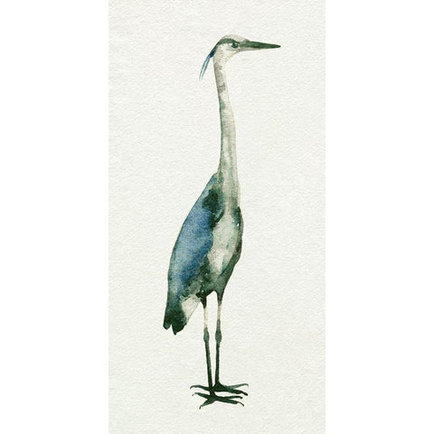 Deep Blue Heron I Gold Ornate Wood Framed Art Print with Double Matting by Caroline, Emma