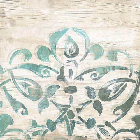 Serene Cerulean II Black Ornate Wood Framed Art Print with Double Matting by Vess, June Erica