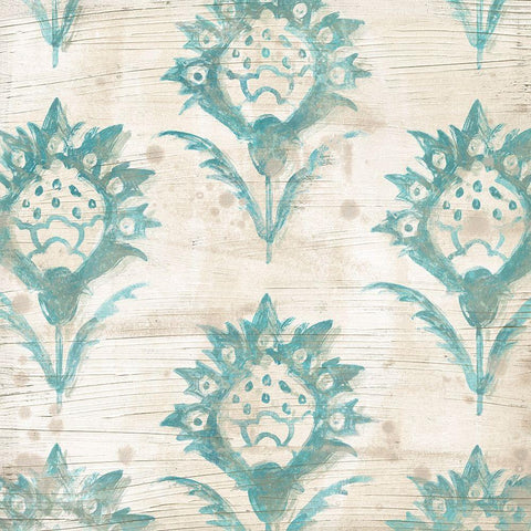 Serene Cerulean VII Black Ornate Wood Framed Art Print with Double Matting by Vess, June Erica