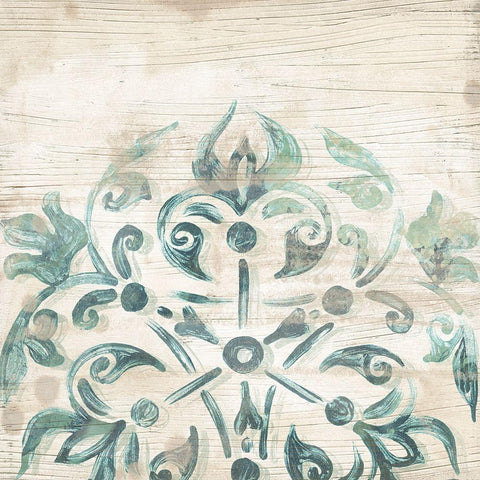 Serene Cerulean VIII Black Ornate Wood Framed Art Print with Double Matting by Vess, June Erica