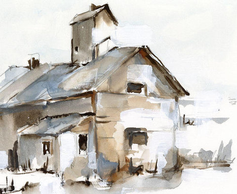 Dilapidated Barn II White Modern Wood Framed Art Print with Double Matting by Harper, Ethan