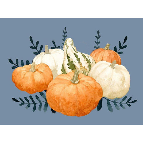 Autumn Orange And Blues II Black Modern Wood Framed Art Print with Double Matting by Caroline, Emma