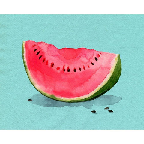 Summer Watermelon I Black Modern Wood Framed Art Print with Double Matting by Popp, Grace