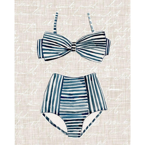 Vintage Swimming IV White Modern Wood Framed Art Print by Warren, Annie