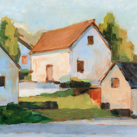 European Farmhouses I White Modern Wood Framed Art Print with Double Matting by Harper, Ethan