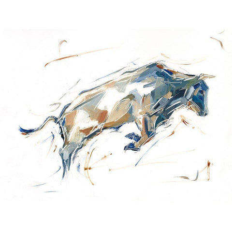 Modern Bull Study I White Modern Wood Framed Art Print by Harper, Ethan