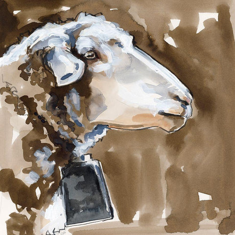 Side Eye Sheep I White Modern Wood Framed Art Print with Double Matting by Parker, Jennifer Paxton