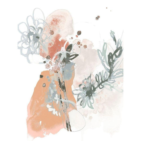 Petal Drift I Gold Ornate Wood Framed Art Print with Double Matting by Vess, June Erica