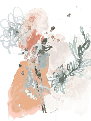 Petal Drift I Black Ornate Wood Framed Art Print with Double Matting by Vess, June Erica