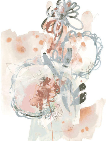 Petal Drift II Black Ornate Wood Framed Art Print with Double Matting by Vess, June Erica