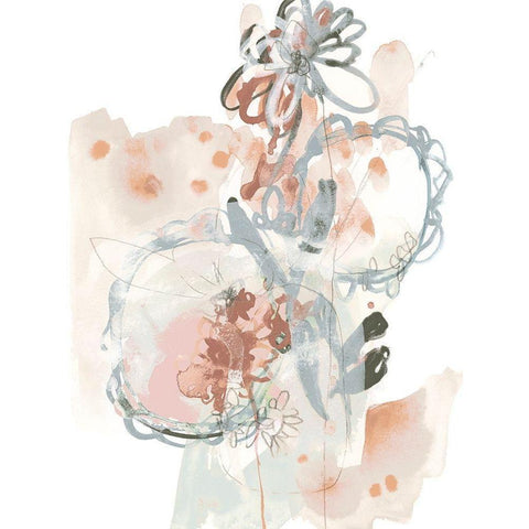 Petal Drift II Black Modern Wood Framed Art Print by Vess, June Erica