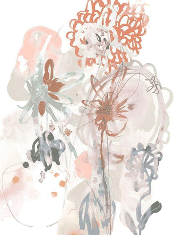 Petal Drift III Black Ornate Wood Framed Art Print with Double Matting by Vess, June Erica